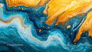 Vibrant Blue and Gold Swirling Abstract Art