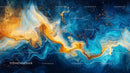 Vibrant Blue and Orange Abstract Fluid Painting