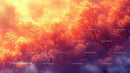 Sunlit Orange Foliage in a Tranquil Autumn Forest