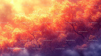 Sunlit Orange Foliage in a Tranquil Autumn Forest