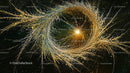 Golden Cosmic Swirl with Dynamic Energy Particles