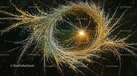 Golden Cosmic Swirl with Dynamic Energy Particles