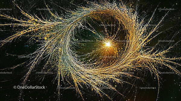 Golden Cosmic Swirl with Dynamic Energy Particles