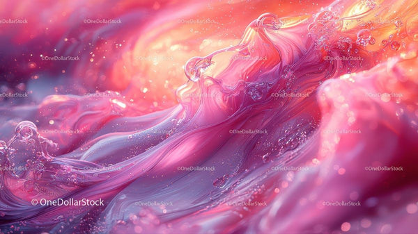 Vibrant Pink and Orange Fluid Abstract Artwork