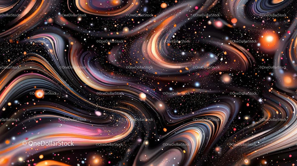 Colorful Abstract Cosmic Swirls with Starry Patterns