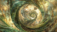 Abstract Green and Gold Fractal Swirl