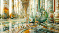 Colorful Marbled Glass Vases in Abstract Interior