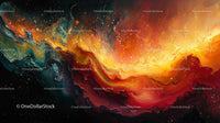 Fiery Swirling Abstract Fluid Painting