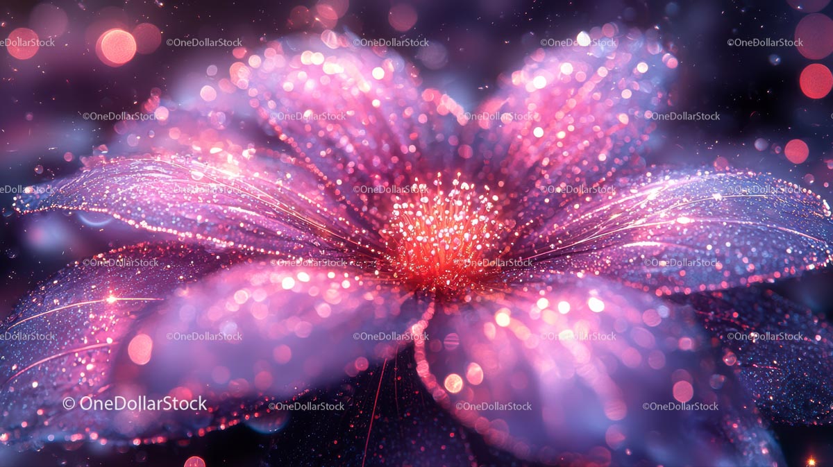 Lśniący różowy kwiat z eterycznym blaskiem i efektem bokeh