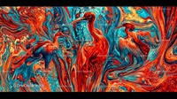 Vivid Abstract Painting of Birds in Fluid Colors