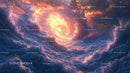 Surreal Sky with Fiery Vortex at Sunset