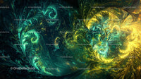 Abstract Fractal Art with Teal and Gold Swirls