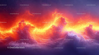 Vibrant Fiery Sky with Dreamy Sunset Clouds