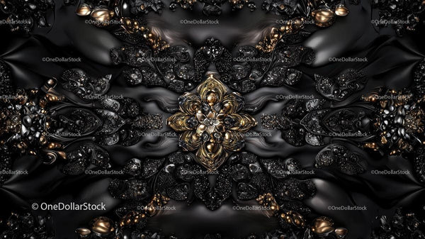 Intricate Black and Gold Abstract 3D Pattern