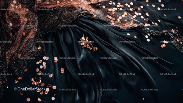 Luxurious Black Silk with Copper Coins and Glittering Sequins