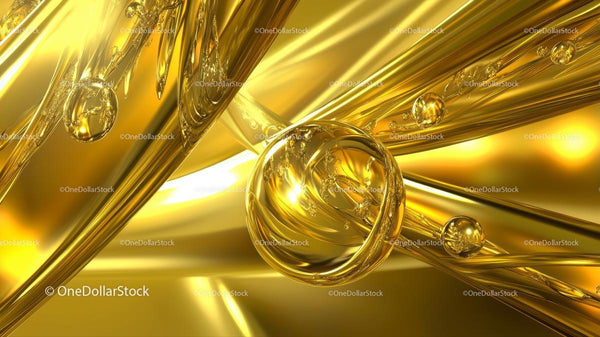 Abstract Golden Metallic Texture with Fluid Shapes