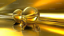 Golden Spheres on Reflective Surface with Abstract Background