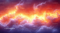 Vibrant Sunset Sky with Fiery Clouds and Twilight Glow