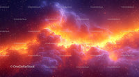Vivid Cosmic Horizon with Glowing Stellar Clouds