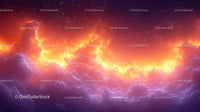 Fiery Clouds Against a Starry Night Sky