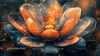 Glowing Orange and Blue Flower with Mystical Light