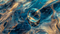 Abstract Fluid Art with Bubbles and Swirling Patterns