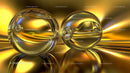 Abstract Glass Spheres on Golden Reflective Surface