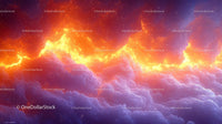 Fiery Sunset with Vibrant Orange and Purple Clouds