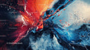 Vibrant Abstract Art with Red and Blue Fluid Dynamics