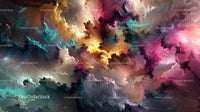 Vibrant Cosmic Nebula with Swirling Abstract Colors