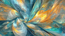 Vibrant Swirling Fractal in Blue and Yellow Tones