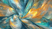 Vibrant Swirling Fractal in Blue and Yellow Tones