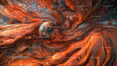 Dynamic Cosmic Swirl in Vibrant Orange and Blue Accents