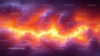 Fiery Cosmic Nebula with Vibrant Colors and Starry Sky