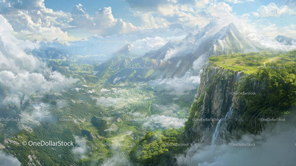 Majestic Mountain Landscape with Lush Green Valleys