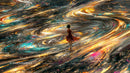 Surreal Dreamscape with Girl in Red Dress