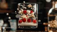 Festive Cocktail with Colorful Spheres in Glass
