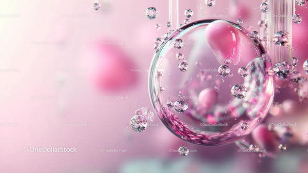 Macro View of Pink Bubbles in Liquid