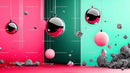 Modern Hanging Ornaments with Pink and Green Background
