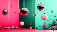 Modern Hanging Ornaments with Pink and Green Background