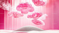 Surreal Pink Petals Floating in Dreamy Landscape