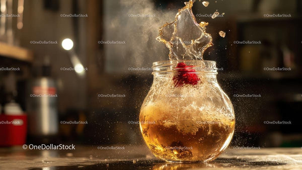 Dynamic Splash of Berries in Refreshing Drink