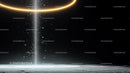 Ethereal Light Beam with Glowing Ring in Dark Space