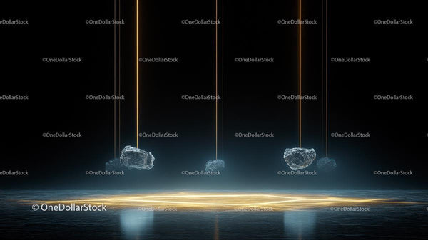 Futuristic Floating Rocks with Glowing Lines