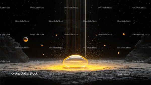 Mystical Golden Orb in Cosmic Landscape