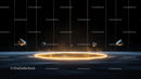 Glowing Cosmic Portal with Floating Rocks in Starry Space