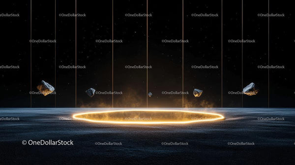 Glowing Cosmic Portal with Floating Rocks in Starry Space