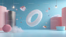 Abstract Minimalist Scene with Floating 3D Shapes