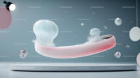 Futuristic Floating Pink Object with Bubbles