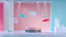 Floating Abstract Shapes in Modern Pastel Art Exhibit